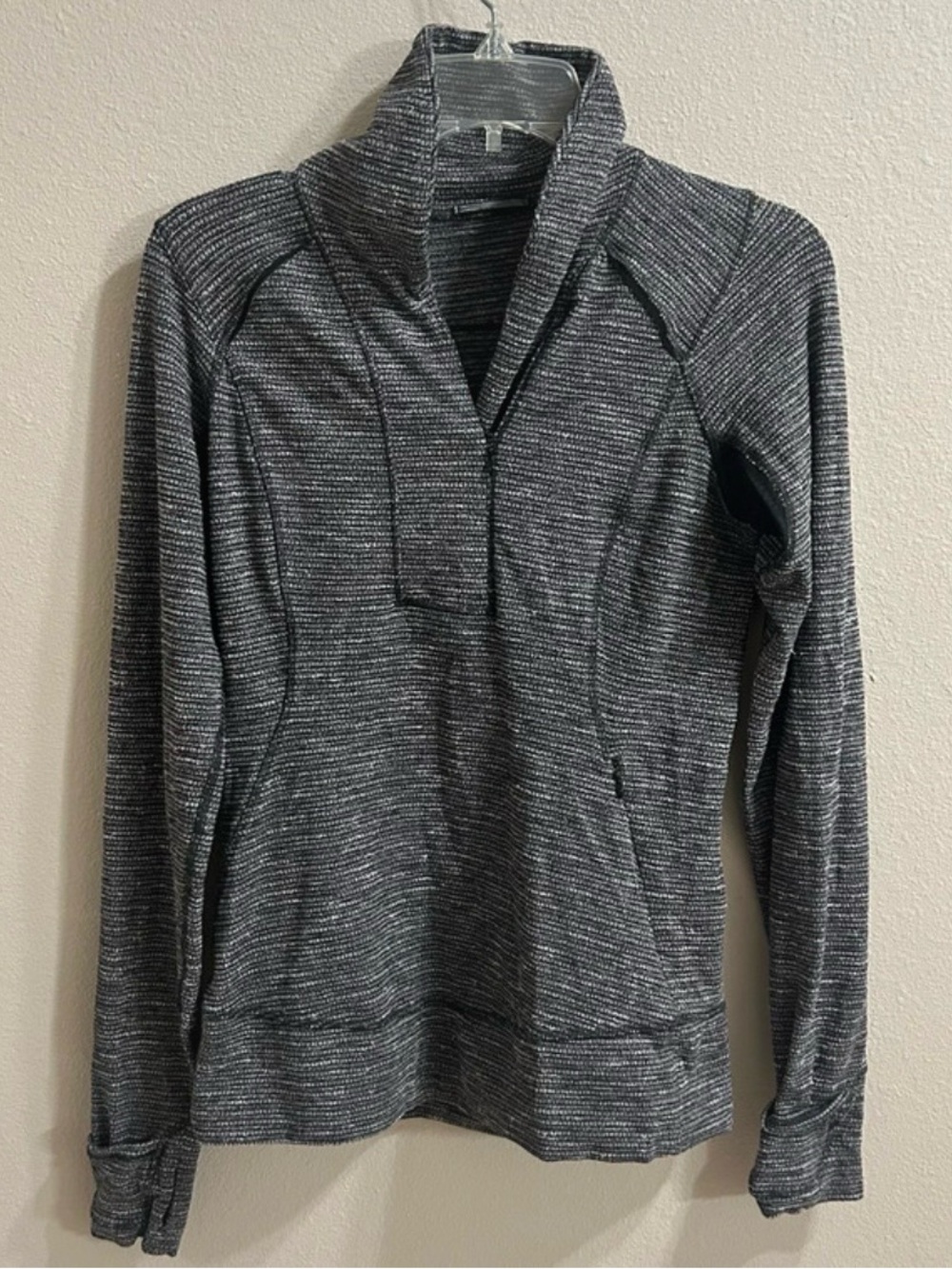 Lululemon Think Fast Pullover Size 6 Gray Space Dye Running Jacket Athleisure